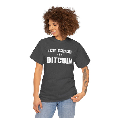 Easily Distracted By Bitcoin Graphic Tee - Unisex Cotton T-Shirt