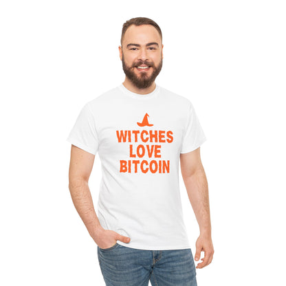 Witches Love Bitcoin Graphic Tee - Crypto Halloween Witch T-Shirt