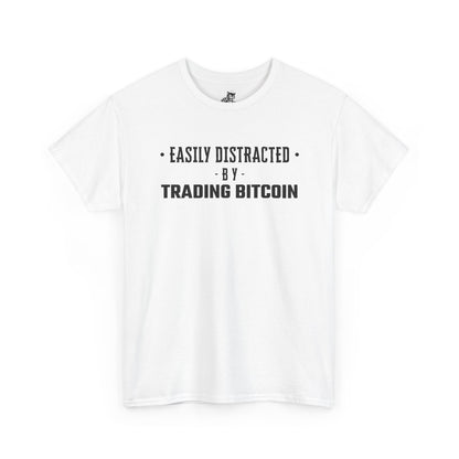 Easily Distracted By Trading Bitcoin Graphic Tee - Unisex Cotton T-Shirt
