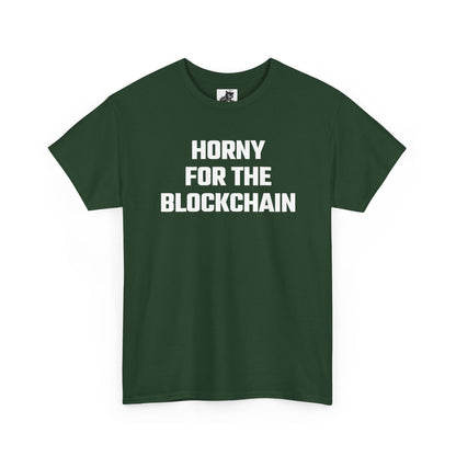 Horny For The Blockchain Crypto Themed T-Shirt