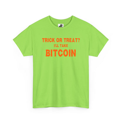 Trick Or Treat I'll Take Bitcoin Graphic Tee - Crypto Halloween T-Shirt