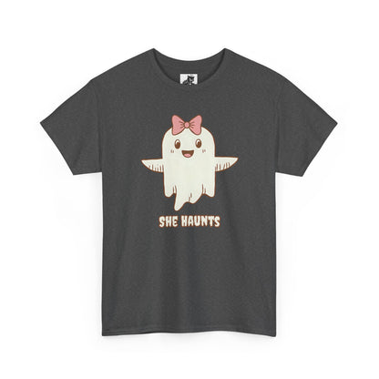 She Haunts (Version 3) - Cute Halloween Ghost T-Shirt