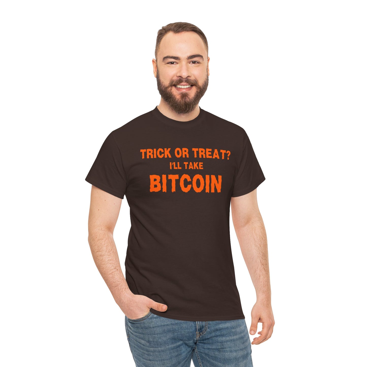 Trick Or Treat I'll Take Bitcoin Graphic Tee - Crypto Halloween T-Shirt