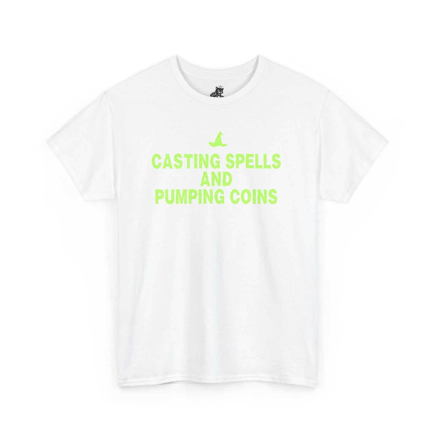 Casting Spells and Pumping Coins (Version 2) Graphic Tee - Crypto Halloween Witch T-Shirt