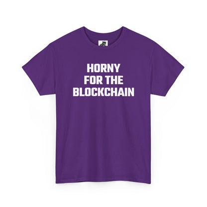 Horny For The Blockchain Crypto Themed T-Shirt