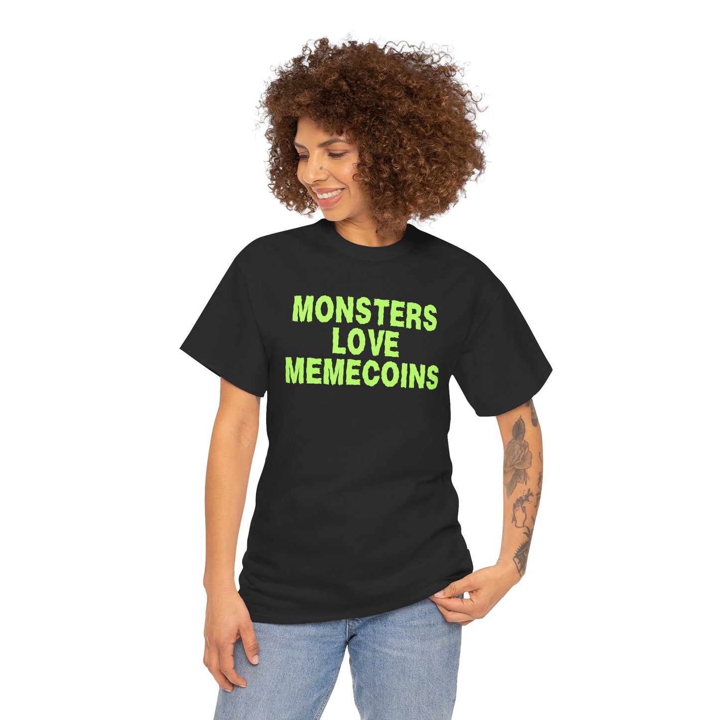 Monsters Love Memecoins (Version 2) Graphic Tee - Crypto Halloween T-Shirt