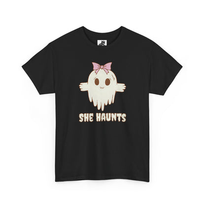 She Haunts - Cute Halloween Ghost T-Shirt