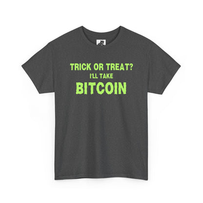 Trick Or Treat I'll Take Bitcoin (Version 2) Graphic Tee - Crypto Halloween T-Shirt