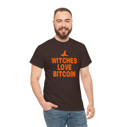 Witches Love Bitcoin Graphic Tee - Crypto Halloween Witch T-Shirt