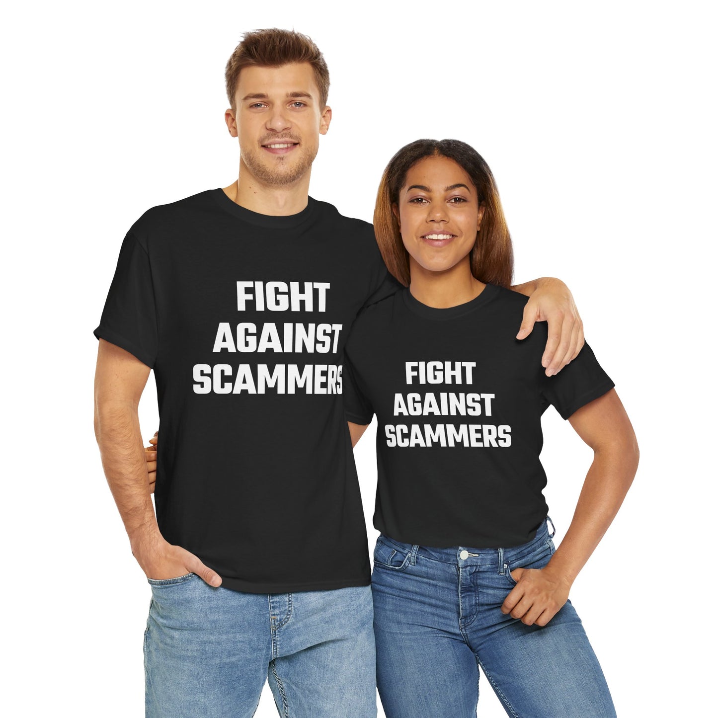 Fight Against Scammers Graphic Tee - Unisex Cotton T-Shirt