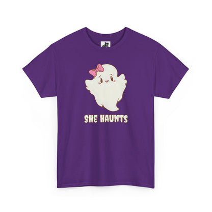She Haunts (Version 2) - Cute Halloween Ghost T-Shirt