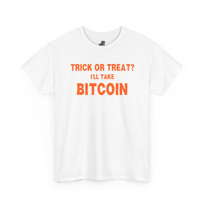 Trick Or Treat I'll Take Bitcoin Graphic Tee - Crypto Halloween T-Shirt