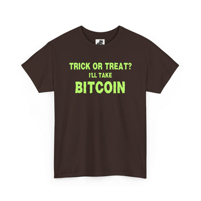 Trick Or Treat I'll Take Bitcoin (Version 2) Graphic Tee - Crypto Halloween T-Shirt
