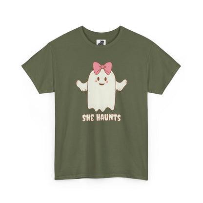 She Haunts (Version 4) - Cute Halloween Ghost T-Shirt