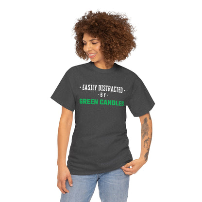 Easily Distracted By Green Candles (Version 2) Graphic Tee - Unisex Cotton T-Shirt