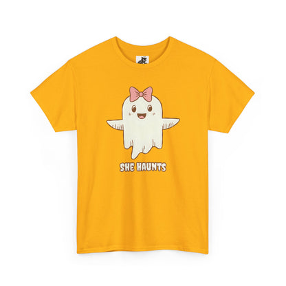 She Haunts (Version 3) - Cute Halloween Ghost T-Shirt