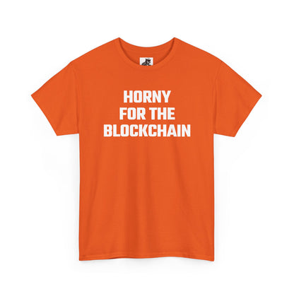 Horny For The Blockchain Crypto Themed T-Shirt