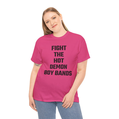 Fight The Hot Demon Boy Bands (Version 2) Graphic Tee - Unisex Cotton T-Shirt