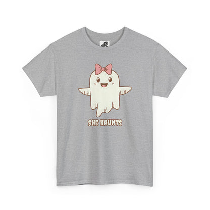 She Haunts (Version 3) - Cute Halloween Ghost T-Shirt