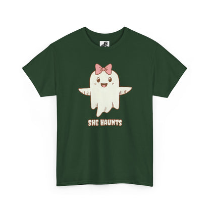 She Haunts (Version 3) - Cute Halloween Ghost T-Shirt