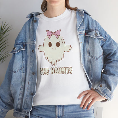 She Haunts - Cute Halloween Ghost T-Shirt