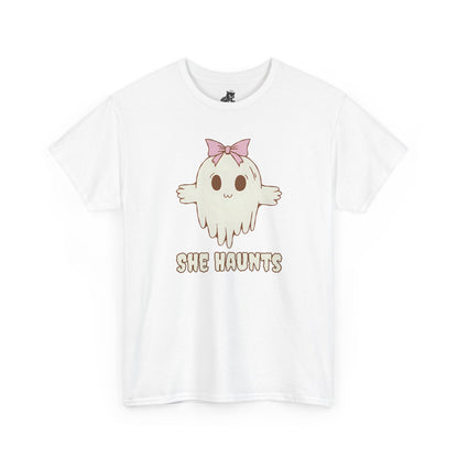 She Haunts - Cute Halloween Ghost T-Shirt
