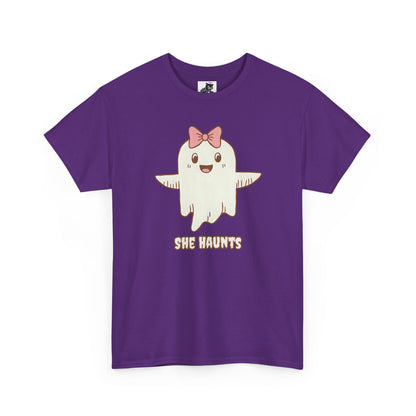 She Haunts (Version 3) - Cute Halloween Ghost T-Shirt