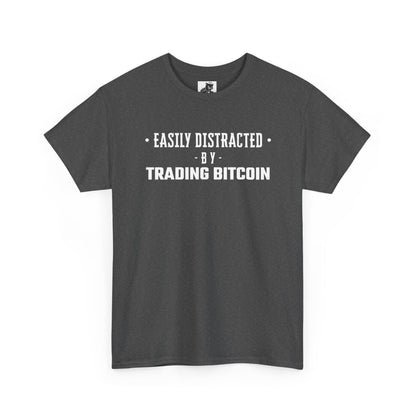 Easily Distracted By Trading Bitcoin Graphic Tee - Unisex Cotton T-Shirt