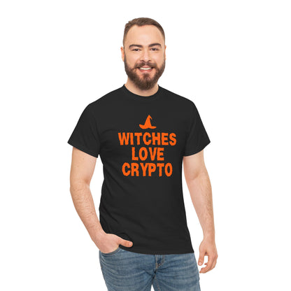 Witches Love Crypto Graphic Tee - Crypto Halloween Witch T-Shirt