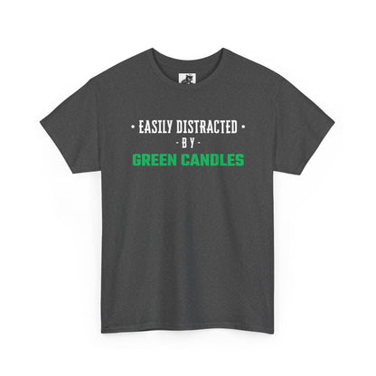Easily Distracted By Green Candles (Version 2) Graphic Tee - Unisex Cotton T-Shirt