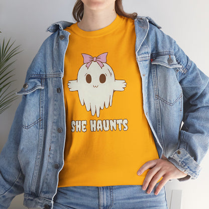 She Haunts - Cute Halloween Ghost T-Shirt