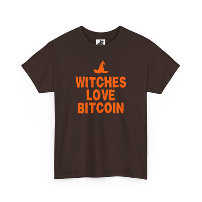 Witches Love Bitcoin Graphic Tee - Crypto Halloween Witch T-Shirt