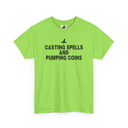 Casting Spells and Pumping Coins (Version 2) Graphic Tee - Crypto Halloween Witch T-Shirt