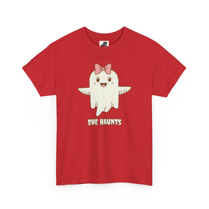 She Haunts (Version 3) - Cute Halloween Ghost T-Shirt