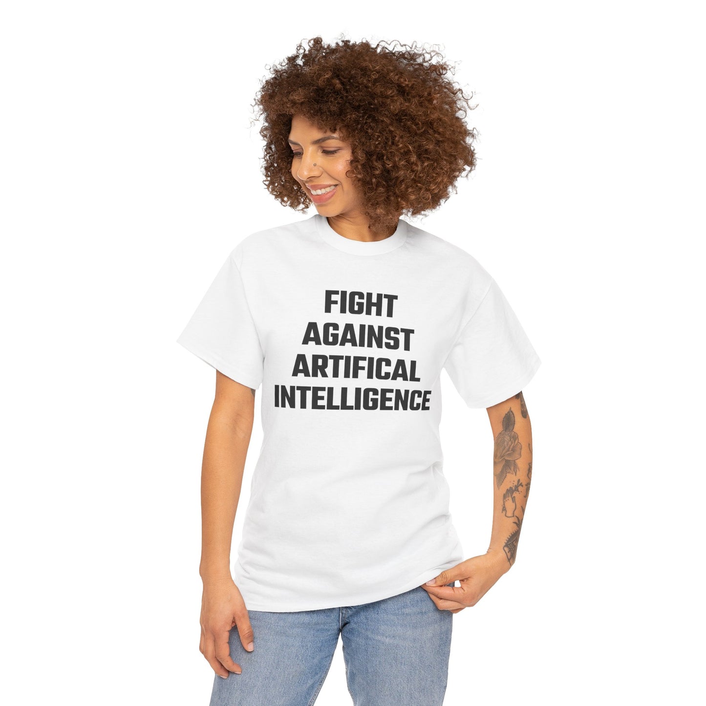 Fight Against Artificial Intelligence Graphic Tee - Unisex Cotton T-Shirt