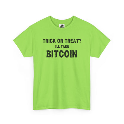 Trick Or Treat I'll Take Bitcoin (Version 2) Graphic Tee - Crypto Halloween T-Shirt