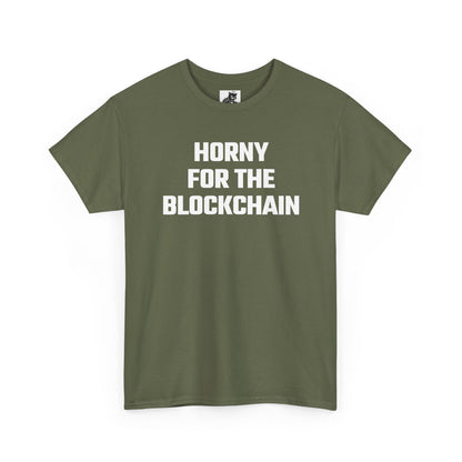 Horny For The Blockchain Crypto Themed T-Shirt