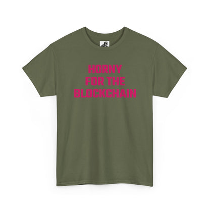 Horny For The Blockchain (Version 2) Crypto Themed T-Shirt