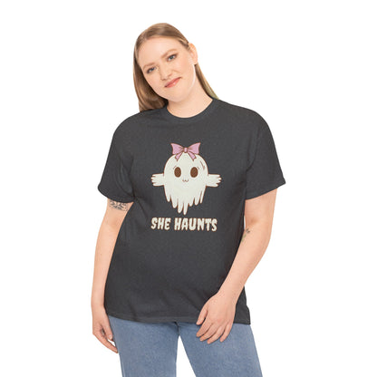 She Haunts - Cute Halloween Ghost T-Shirt