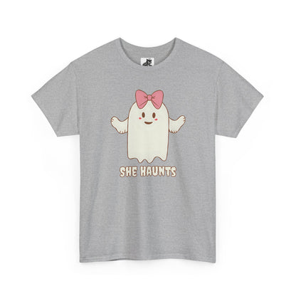 She Haunts (Version 4) - Cute Halloween Ghost T-Shirt