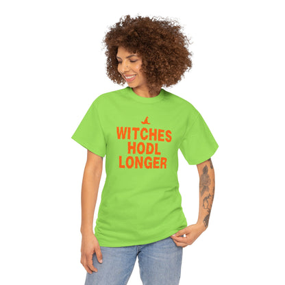 Witches HODL Longer Graphic Tee - Crypto Halloween Witch T-Shirt