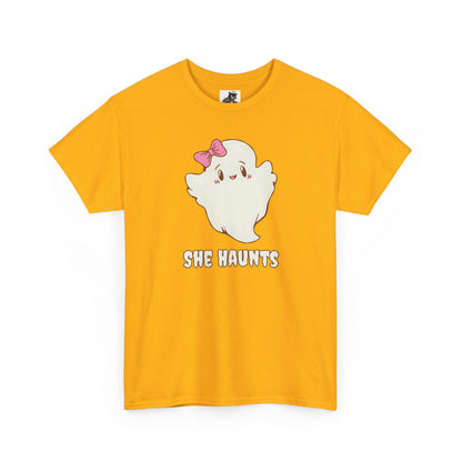 She Haunts (Version 2) - Cute Halloween Ghost T-Shirt
