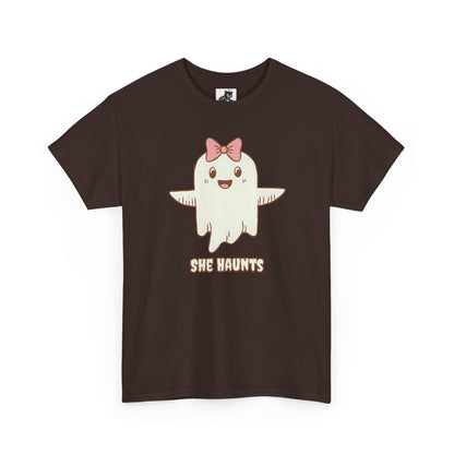 She Haunts (Version 3) - Cute Halloween Ghost T-Shirt