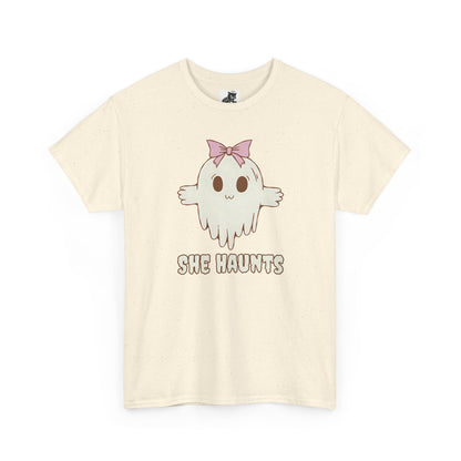 She Haunts - Cute Halloween Ghost T-Shirt