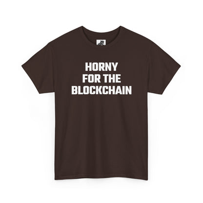 Horny For The Blockchain Crypto Themed T-Shirt