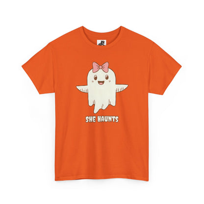 She Haunts (Version 3) - Cute Halloween Ghost T-Shirt