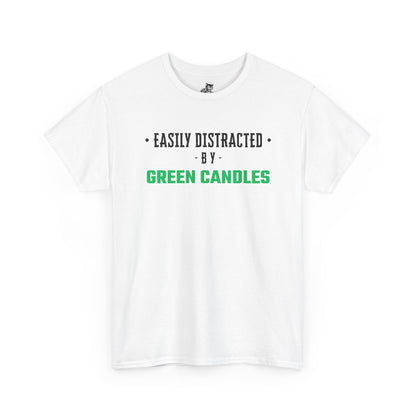 Easily Distracted By Green Candles (Version 2) Graphic Tee - Unisex Cotton T-Shirt