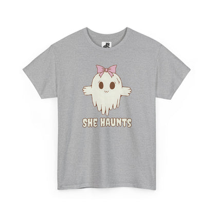 She Haunts - Cute Halloween Ghost T-Shirt