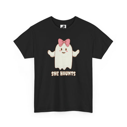 She Haunts (Version 4) - Cute Halloween Ghost T-Shirt