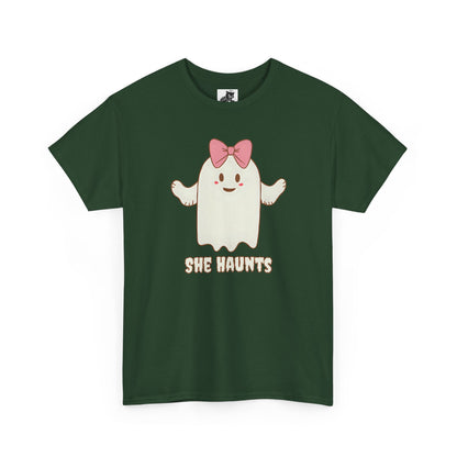 She Haunts (Version 4) - Cute Halloween Ghost T-Shirt